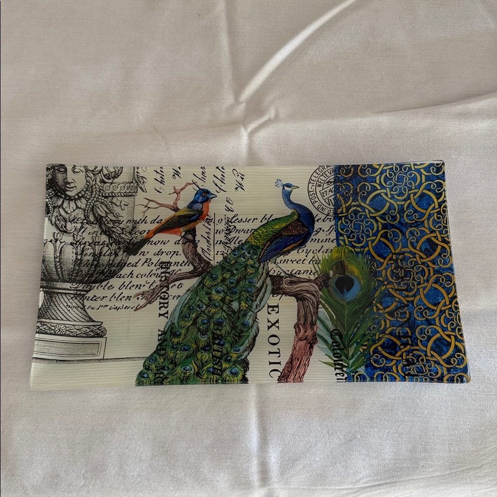 Michel Design Works Peacock Glass Plate. - Picture 2 of 5